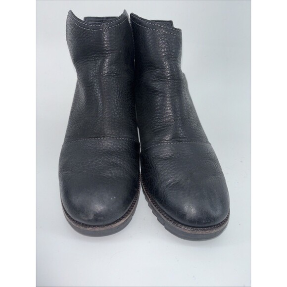 Sorel Cate Cut Out Ankle Boots Women's 8 Black Leather Booties Block Heel Suede - Picture 2 of 10